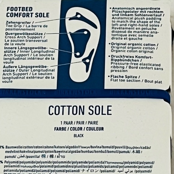 BIRKENSTOCK Mens Footbed Comfort Sole Socks Black Size M9-M11 NEW - Picture 3 of 3